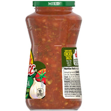 Mild chunky salsa jar back label with nutrition facts and icons