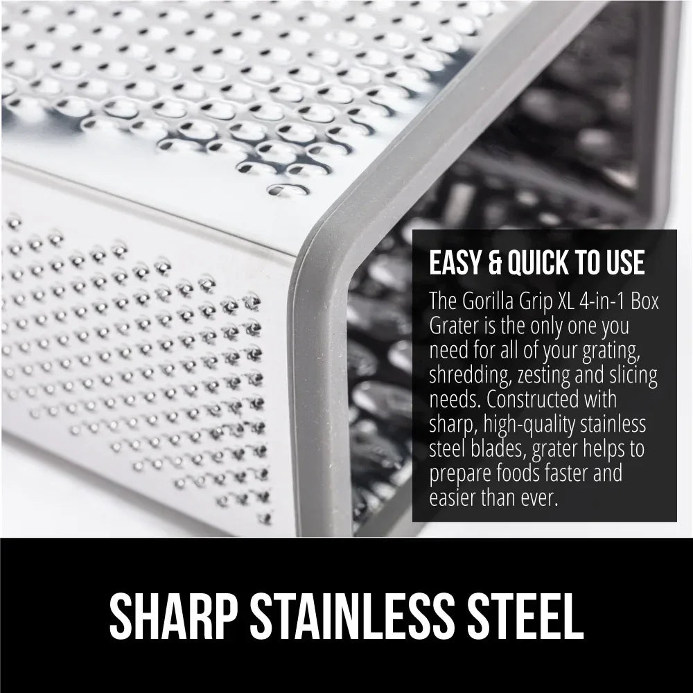 GORILLA GRIP Cheese Grater, BPA Free Stainless Steel Box Graters, Cheeses and Veggie Shredder - USA MEGA SHOP