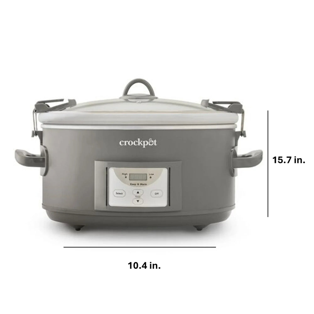 Crock-Pot® Programmable 7-Quart Cook and Carry Slow Cooker, Grey - USA MEGA SHOP
