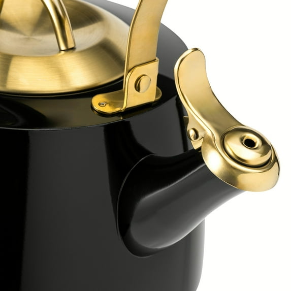 Thyme & Table Stainless Steel 1.8L Stovetop Tea Kettle - Black & Gold
