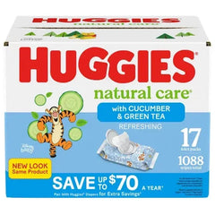 Huggies Natural Care, Refreshing Clean Baby Wipes, 17 Packs (1088 Ct.)