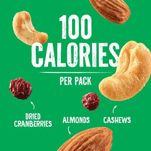 100 calories per snack pack with dried cranberries, almonds, and cashews