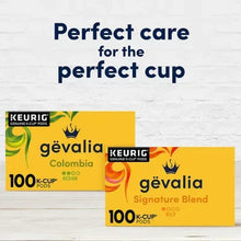 Gevalia K-Cup pods boxes, 100 count each, with Perfect care text