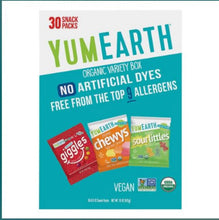 Organic variety snack box showing 3 flavors in 30 snack packs