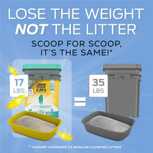 Lightweight clumping cat litter tub with yellow scoop tray and gray pail