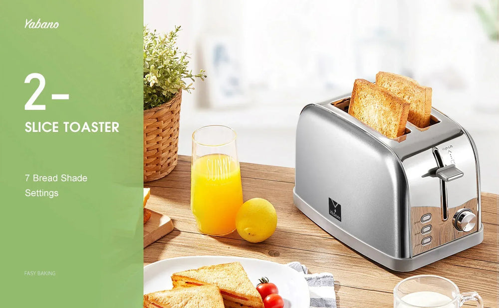 Toaster, Retro Bagel Toaster Toaster with 7 Bread Shade Settings, 2 Extra Wide Slots, Defrost/Bagel/Cancel Function, Removable Crumb Tray, Stainless Steel Toaster by Yabano, Silver - USA MEGA SHOP