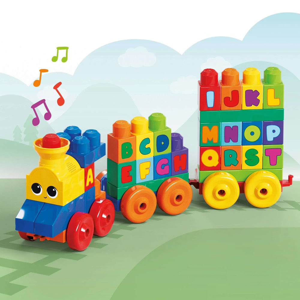 MEGA BLOKS Toy Blocks ABC Musical Train with Sounds and Music (50 Pieces) for Toddler - USA MEGA SHOP
