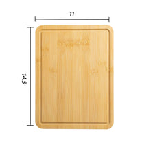 Bamboo cutting board size 11 in x 14.5 in, rounded corners, juice groove