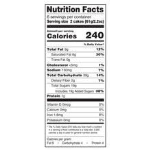 Nutrition Facts label for 2 cake (61 g) serving size
