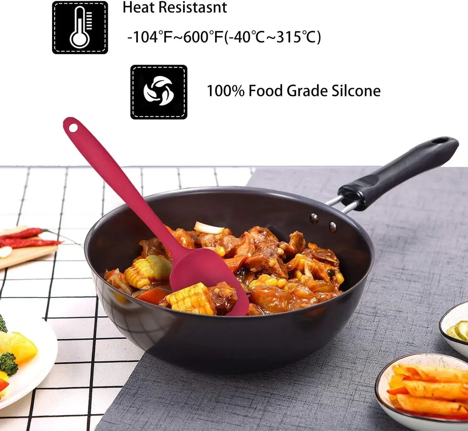 Food Grade Silicone Rubber Spatula Set for Baking, AOKIWO 5Pcs Cooking Utensil Set, High Heat Resistant Non Stick Dishwasher BPA-Free - USA MEGA SHOP