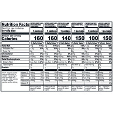 Nutrition Facts label for snack chips with serving info and calorie amounts