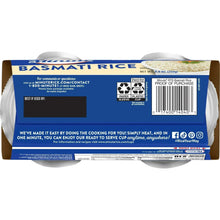 Minute basmati rice cups package back with bar code and recycling icons