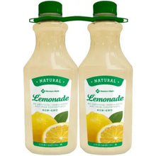 Lemonade beverage bottles, two pack, natural green caps, clear plastic, front label