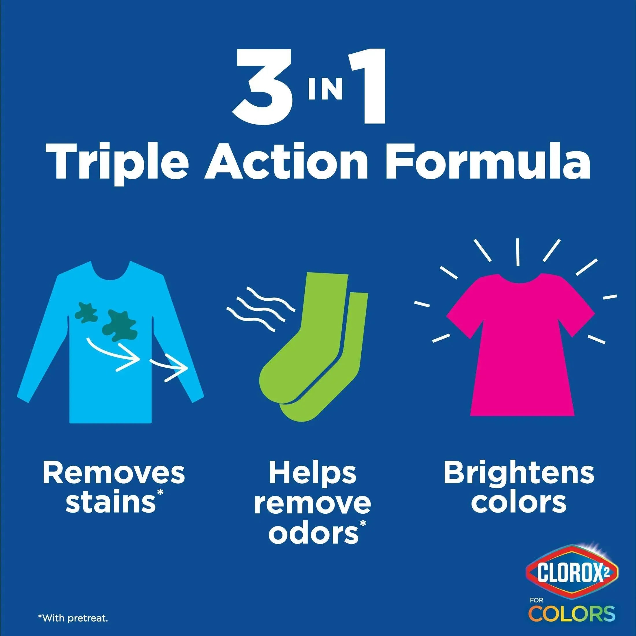Clorox 2 for Colors Laundry Stain Remover and Color Booster Pods, Regular, 25.4 oz, 40 Count