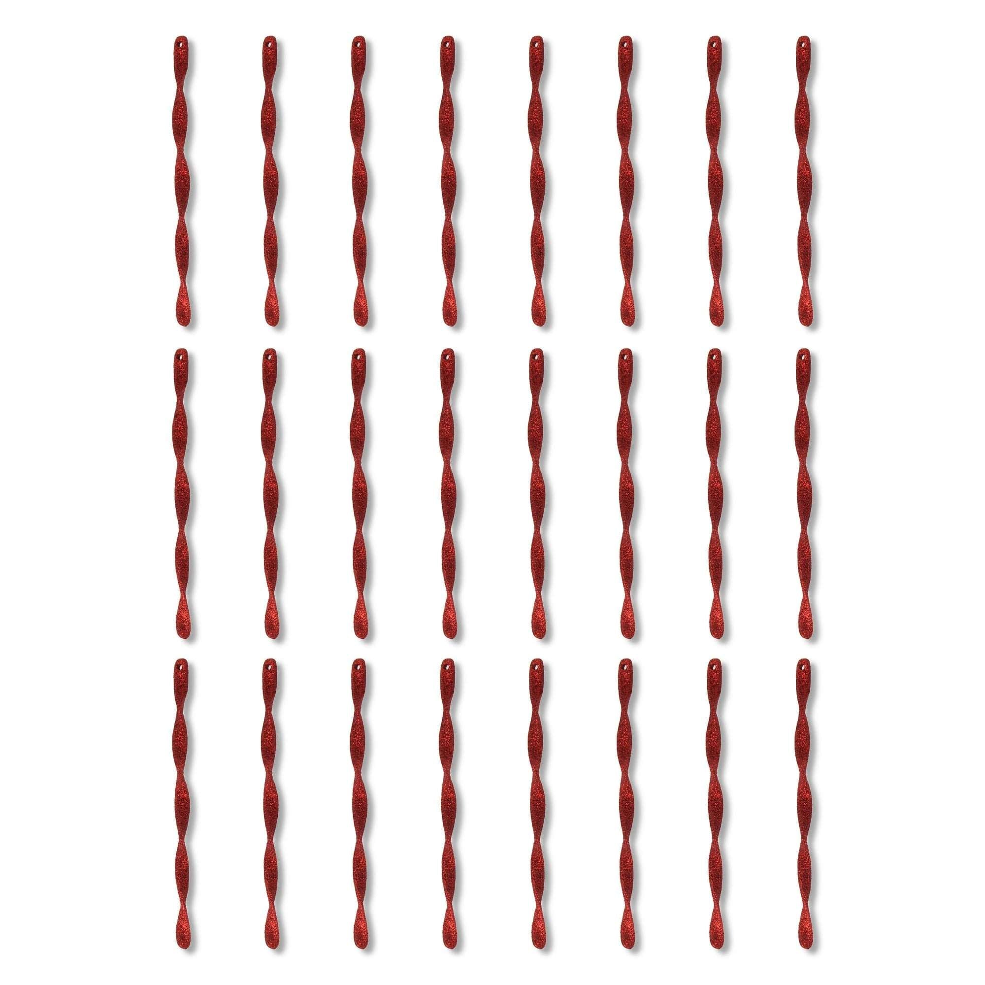 24 Count Red Glitter Icicle Christmas Ornaments, 7 in, by Holiday Time
