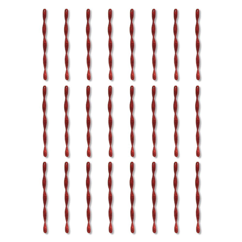 24 Count Red Glitter Icicle Christmas Ornaments, 7 in, by Holiday Time