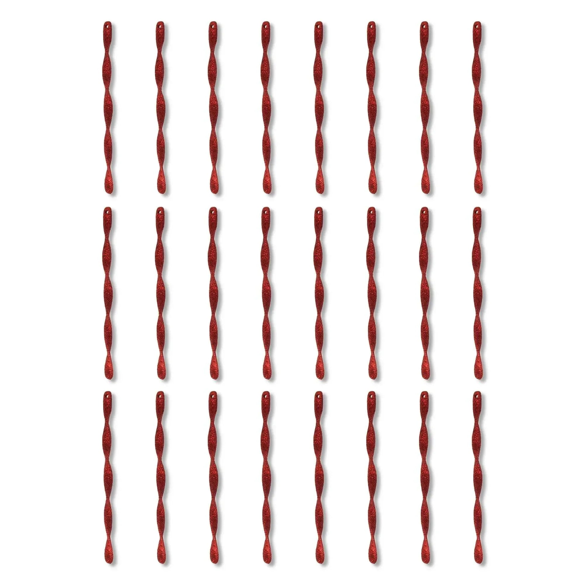 24 Count Red Glitter Icicle Christmas Ornaments, 7 in, by Holiday Time