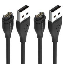 Black charge cable connectors: USB-A plug and watch charging contact