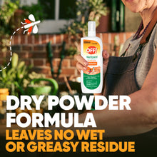Backyard insect repellent pump bottle held in hand, unscented with aloe vera