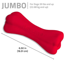 Large red dog toy bone measuring 6.50 in long