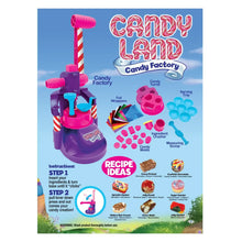 Candy Land Candy Factory toy playset box back with recipe ideas and parts list