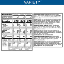 Nutrition facts panel showing calories and ingredients for toaster pastry variety