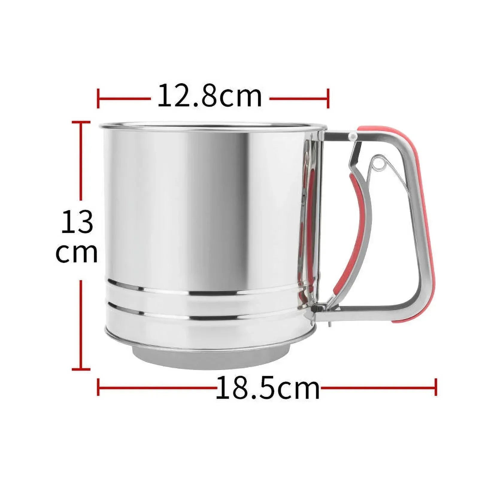 JEEXI Stainless Steel Flour Sifter with Soft Grip Handle, 3 Cup Capacity, Double Layer Fine Mesh for Sifting Flour, Sugar, and Coffee Powder, Durable Kitchen Gadget Tool for Baking and Pastry