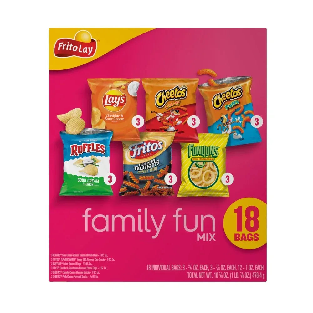 Family Fun Mix Variety Pack Snack Chips, 18 Count Multipack