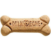 Bone-shaped dog biscuit with embossed lettering on a light tan biscuit