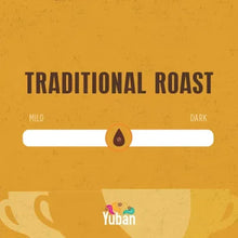 Traditional Roast selector graphic with Mild and Dark and Yuban logo