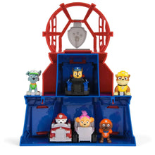 Mini lookout tower playset with red arch, blue base, and character figures