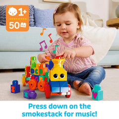 MEGA BLOKS Toy Blocks ABC Musical Train with Sounds and Music (50 Pieces) for Toddler - USA MEGA SHOP