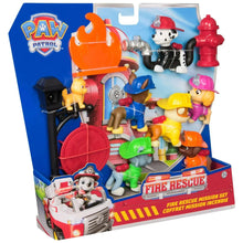 Fire rescue mission figure playset in retail box with several character figures visible