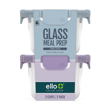 2-pack glass meal prep containers with Color Lock blue and purple lids