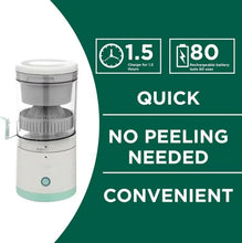 Portable citrus juicer with mint base and clear pulp container
