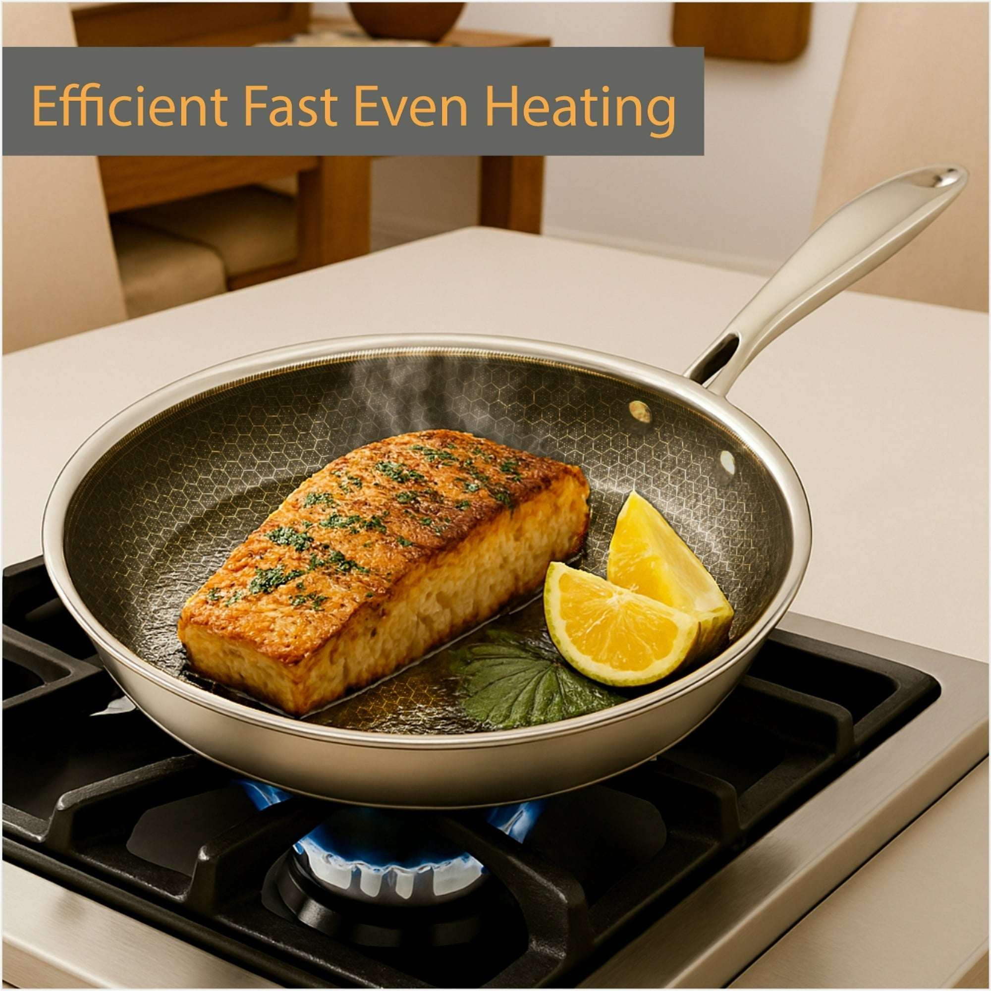 Mainstays 12-inch Tri-Ply Stainless Steel Hybrid Non-Stick Fry Pan with Cool Touch Handle