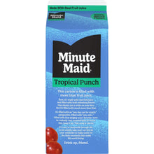 Minute Maid Tropical Punch juice carton with text on back panel
