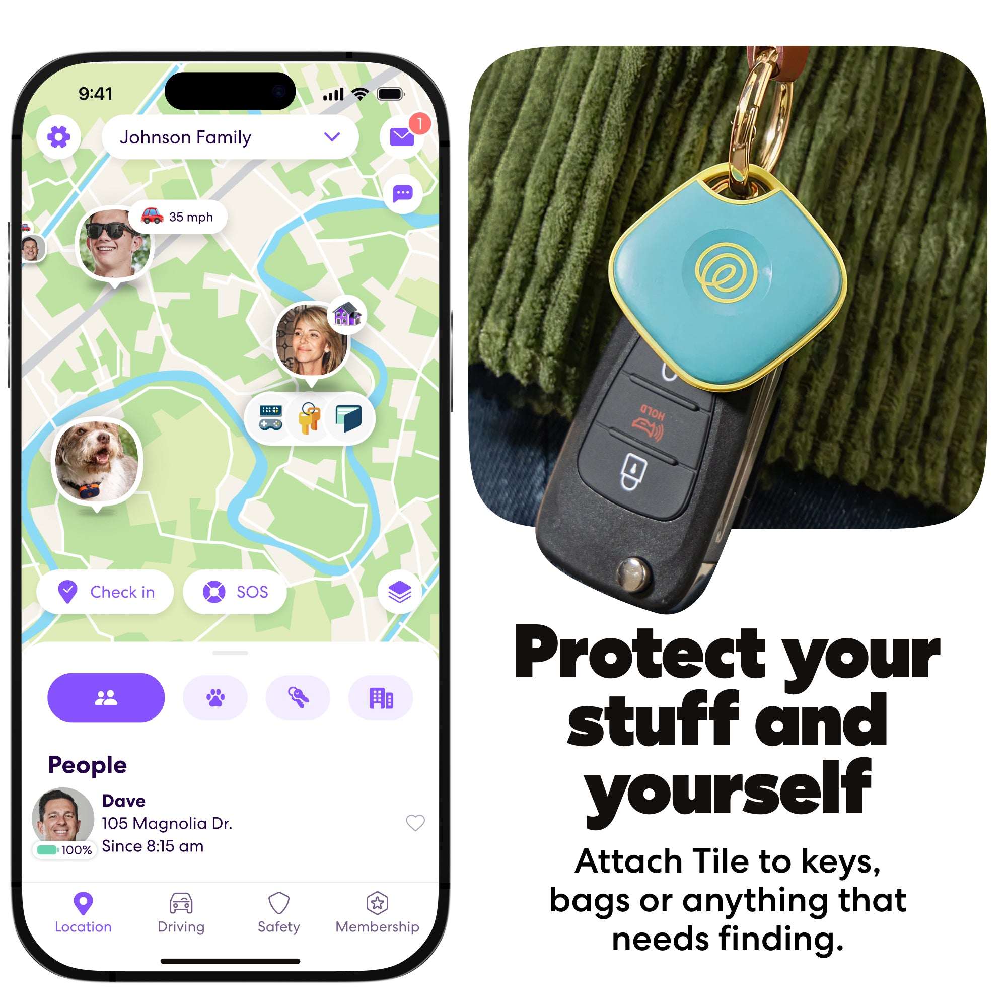 Life360 Tile (2024) Bluetooth Tracker, Keys Finder and Item Locator for Keys, Bags and More. Phone Finder. Both iOS and Android Compatible. 1-Pack (Aqua Lemon)