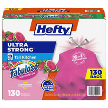 Hefty Ultra Strong 13-gallon drawstring trash bag box, Fabuloso watermelon scent, 130 bags