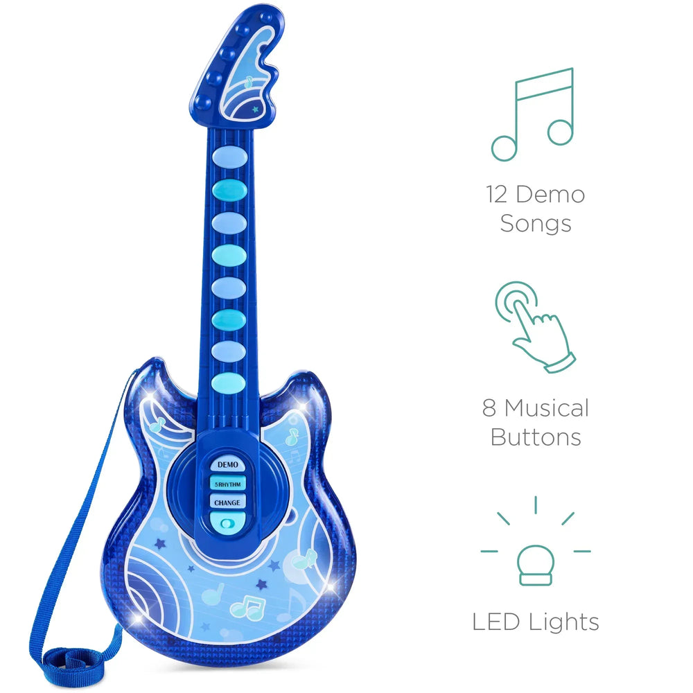 Best Choice Products 19in Kids Flash Guitar, Pretend Play Musical Instrument Toy for Toddlers w/ Mic, Stand - USA MEGA SHOP