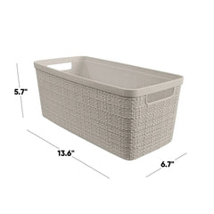 Curver Jute Narrow Beige Plastic Decorative Storage Basket, 13.6 in x 6.7 in x 5.7 in - USA MEGA SHOP