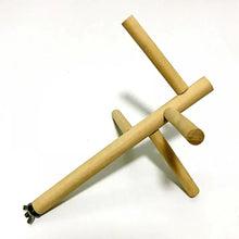 Wooden parrot ladder perch stand with angled round bars and central vertical pole
