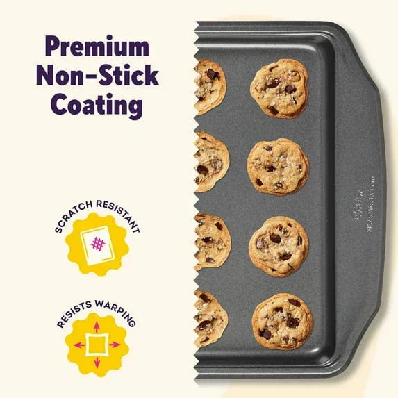 Wilton Premium Steel Non-Stick Medium Cookie Sheet 10x 15 Baking Pan with Handles Rectangular Shape, Packaging May Vary