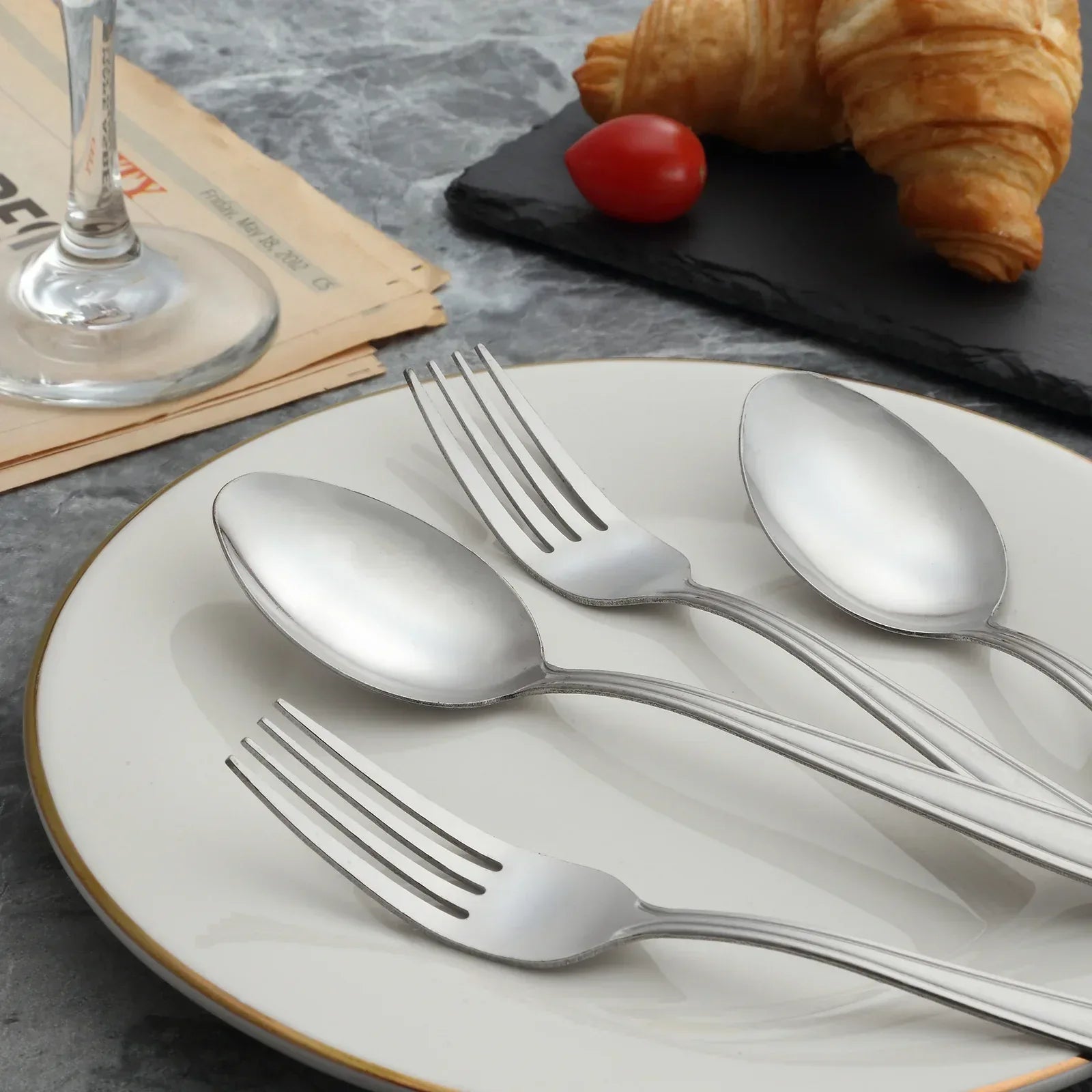 Mirdinner Dinner Forks and Spoons Set, Stainless Steel Silverware Flatware Set, Salad Fork and Soup Spoon, Using for Home, Kitchen or Restaurant, Mirror Polished, Dishwasher Safe - USA MEGA SHOP