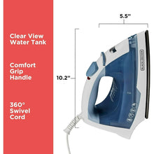 Compact steam iron with comfort grip handle and 360° swivel cord