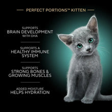 Sheba Kitten Perfect Portions nutrition graphic with gray kitten illustration