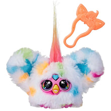 White mini electronic plush toy with horn and pastel blue and orange details