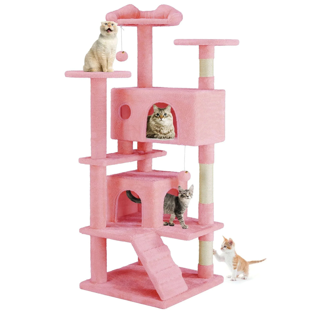 EDX 44" Cat Tree Tower for Indoor Cats, Multi-Level Durable Climbing Tower, Pet House with Natural Sisal Scratching Post, Cozy Condo, Extended Platform, Kitten Toy and Hammock, Beige - USA MEGA SHOP