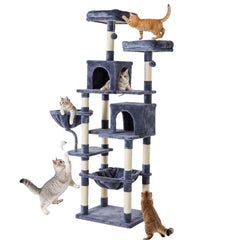 EDX 44" Cat Tree Tower for Indoor Cats, Multi-Level Durable Climbing Tower, Pet House with Natural Sisal Scratching Post, Cozy Condo, Extended Platform, Kitten Toy and Hammock, Beige - USA MEGA SHOP