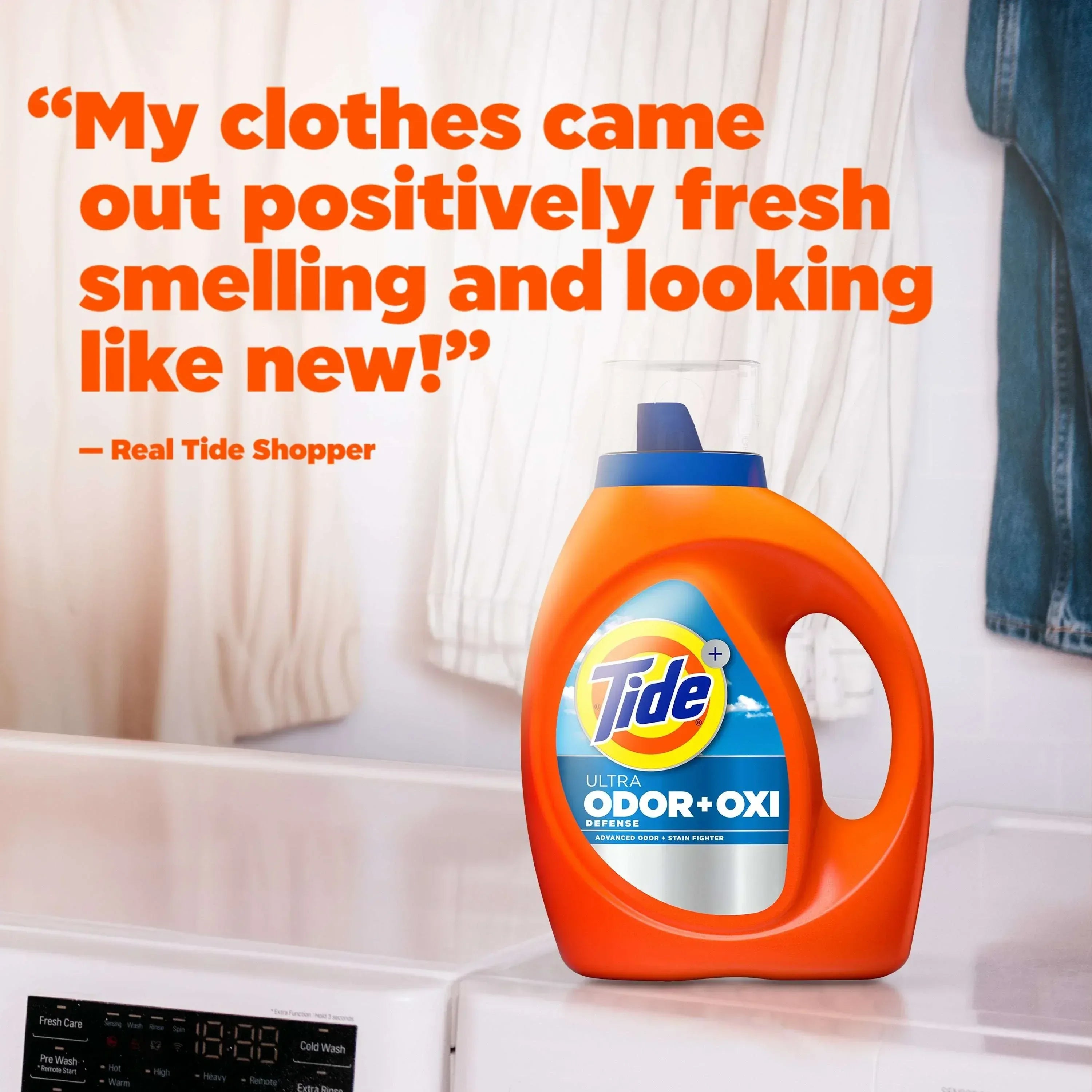Tide Ultra Odor Defense Plus Oxi Liquid Laundry Detergent, 73 fl oz, 52 Loads